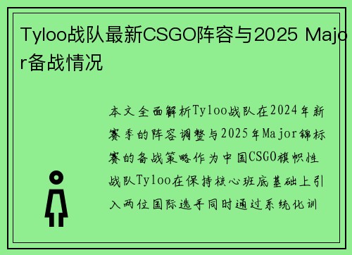 Tyloo战队最新CSGO阵容与2025 Major备战情况